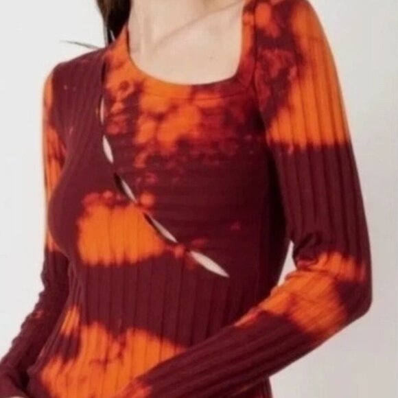 Cotton Citizen Capri Mini Dress Bodycon Tie Dye Cut Out Dress Red Size XS‎ NEW - Picture 2 of 8